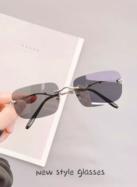 54mm无框渐变茶色太阳眼镜女款潮时髦欧美复古高智感墨镜防紫外线