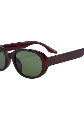 复古白色小框椭圆太阳镜女潮网红同款显脸小防紫外线美式墨镜ins