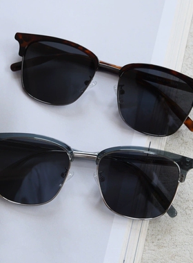 欧美复古玳瑁半框偏光太阳镜男高级感板材户外防紫外线驾驶墨镜女