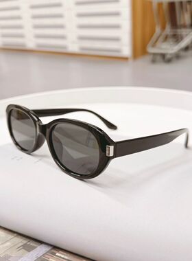 复古冷萃棕色椭圆偏光太阳眼镜男女潮高级感辣妹街拍防紫外线墨镜