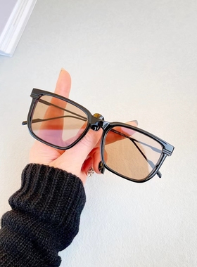 简约夏季浅绿色太阳镜男韩版个性茶色高级感ins旅游近视墨镜女潮