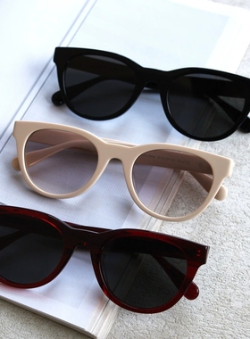 韩版红色纯板材太阳镜女潮象牙白网红高清尼龙镜片时尚旅游墨镜男