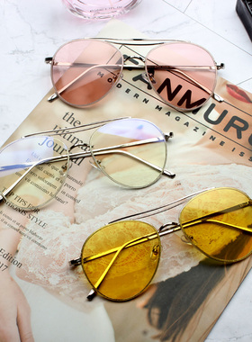 明星同款墨镜黄色太阳镜韩国个性男士蛤蟆镜女款潮近视太阳眼镜