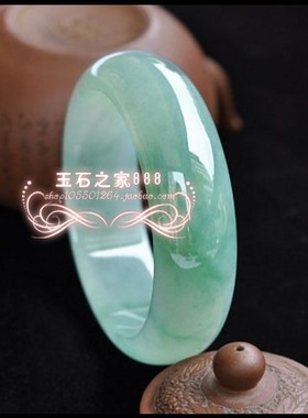 翡翠色冰种飘豆花手镯阳绿贵妃玉手镯子正圈少女玉石手镯简约百搭