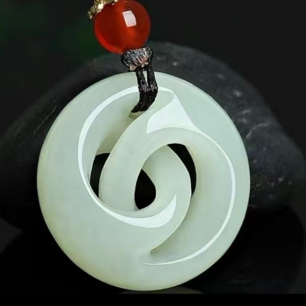 精雕和田色玉时来运转吊坠女款平安扣挂件女士时尚毛衣链项链项坠,淘宝优惠券,粉丝福利购,淘宝优惠卷