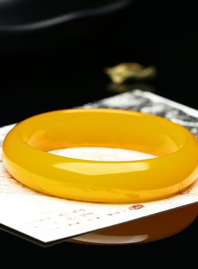 爆款帝王黄龙色手镯冰透水润精美通透扁条气质女玉石手镯时尚百搭