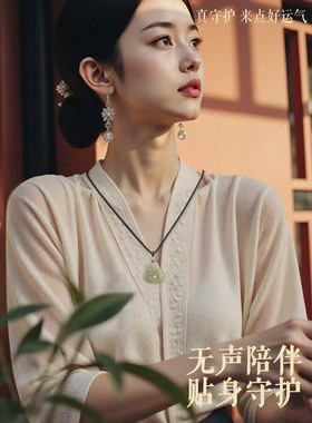 和田色玉佛公吊坠大肚笑弥勒佛玉坠项链女男士款玉佩护身符毛衣链