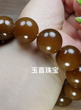 新款老油仿糖玉色手串圆珠男女款手串手链佛珠盘玩手链时尚百搭