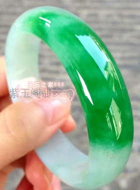 处理价翡翠色手镯子满绿阳绿飘花女款玉石手镯子高端捡漏送礼时尚