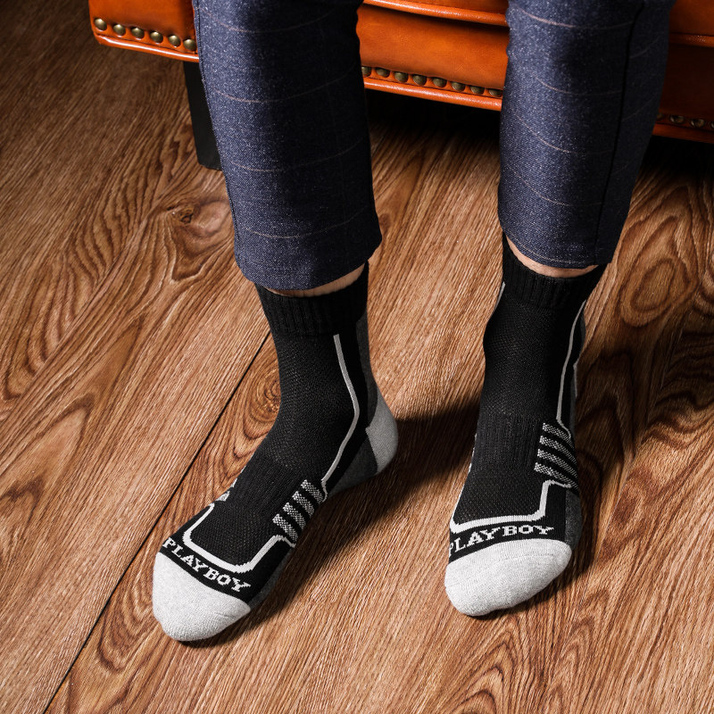 花花公子男士中筒毛圈休闲潮商务袜 playboy内衣短袜/打底袜/丝袜/美腿袜