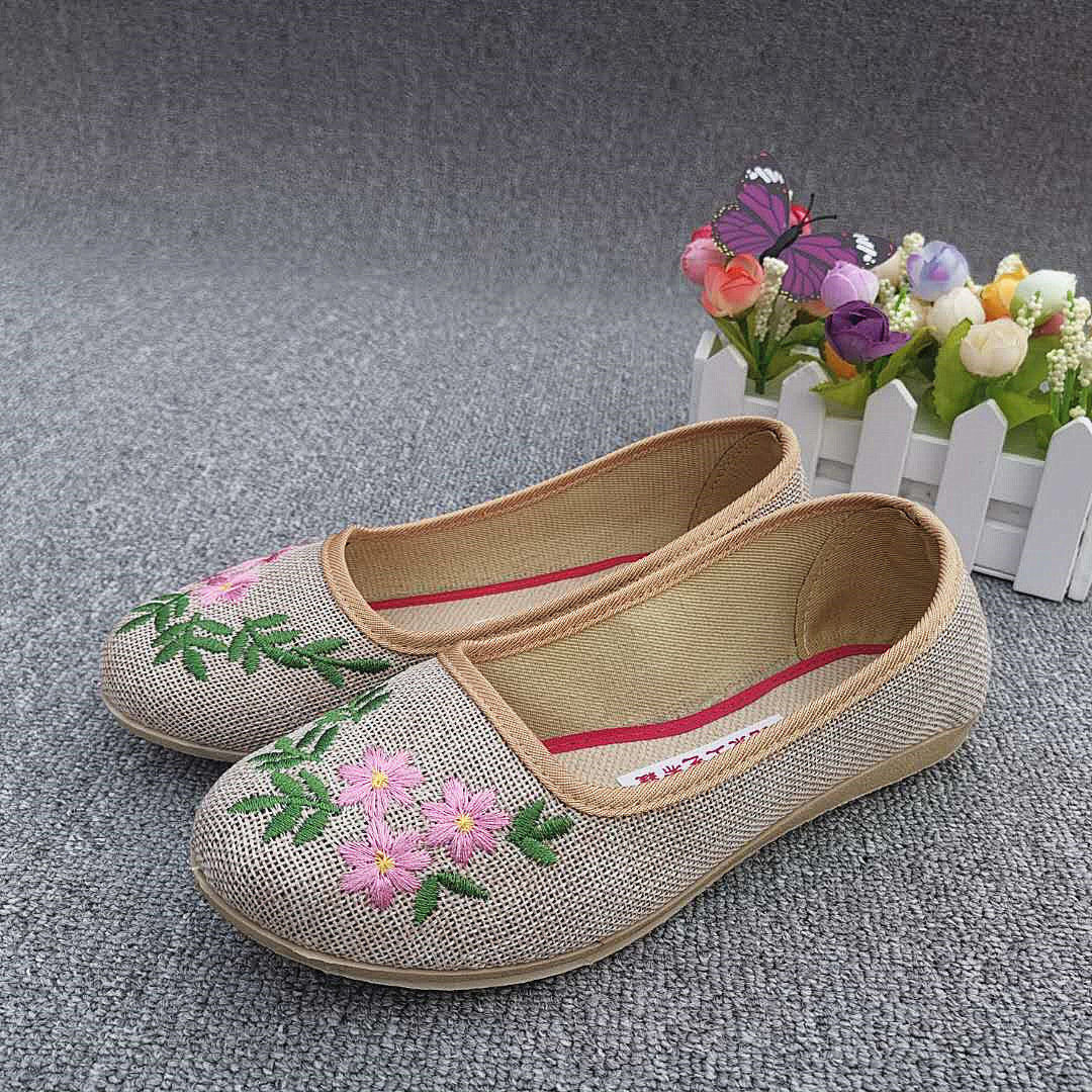 北京工艺布鞋广场舞麻布绣花女鞋舒适软底方口妈妈鞋平跟开车鞋,淘宝优惠券,粉丝福利购,淘宝优惠卷