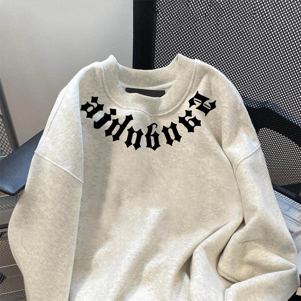 欧美潮牌hiphop痞帅字母无帽卫衣男女秋冬高级感内搭打底加绒上衣,淘宝优惠券,粉丝福利购,淘宝优惠卷