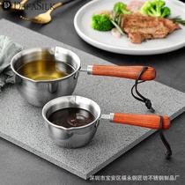304 Stainless Steel Splash Oil Pan Wood Handle Steel Handle Mini Small Pan Home oil Oil Shower Oil Theorizer Hot Oil Burn Oil Pan