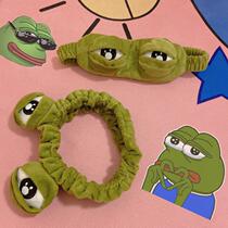 2023 new sad frogs blindfold cartoon sleep   up cute plush cartoon hair with sand sculpted presents