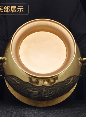 黄铜双龙耳招财炉大号家用供奉招财香炉烧香插香线香炉香道薰香炉
