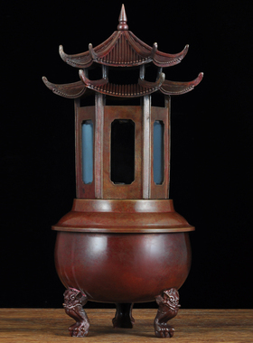 彩铜两层宝鼎酥油灯室内户外