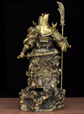 全铜九龙关公摆件家居客厅