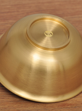 全铜碗摆件家用寺庙供佛供斋素面圆边铜碗风水碗家居客厅装饰品
