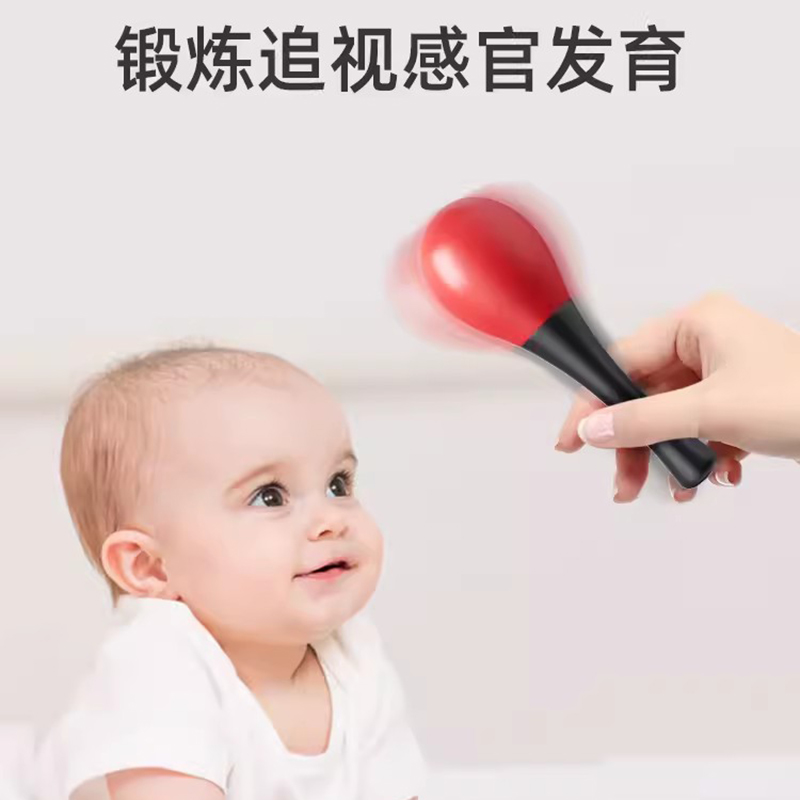 婴幼儿童小沙锤红黑色宝宝手抓握早教追视训练沙蛋球摇铃益智玩具