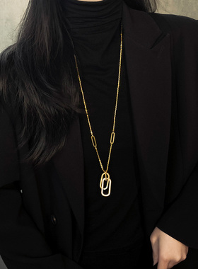 高级感长款毛衣链环环相扣吊坠