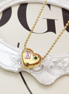 日韩风爱心星星锆石吊坠项链女简约气质时尚高级感配饰锁骨链