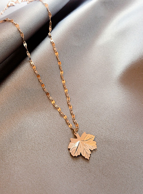 枫叶项链2020年新款女钛钢嘻哈风ins冷淡风锁骨链潮网红简约气质