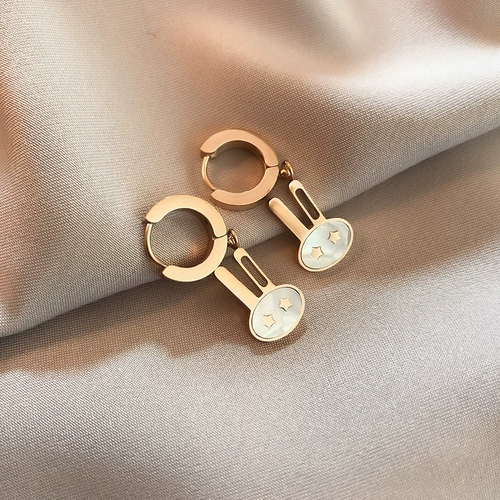 Милые золотые серьги из нержавеющей стали, легкий роскошный стиль, европейский стиль, розовое золото, в корейском стиле