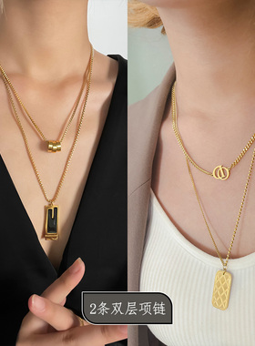 欧美大牌感高级感毛衣链2024年新款潮秋冬饰品长款钛钢项链装饰配