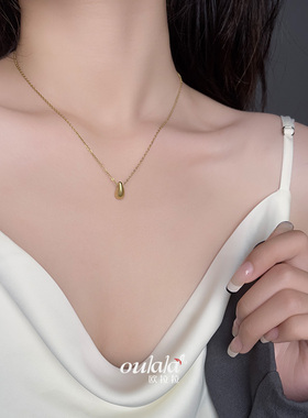 轻奢通勤钛钢项链女水滴吊坠