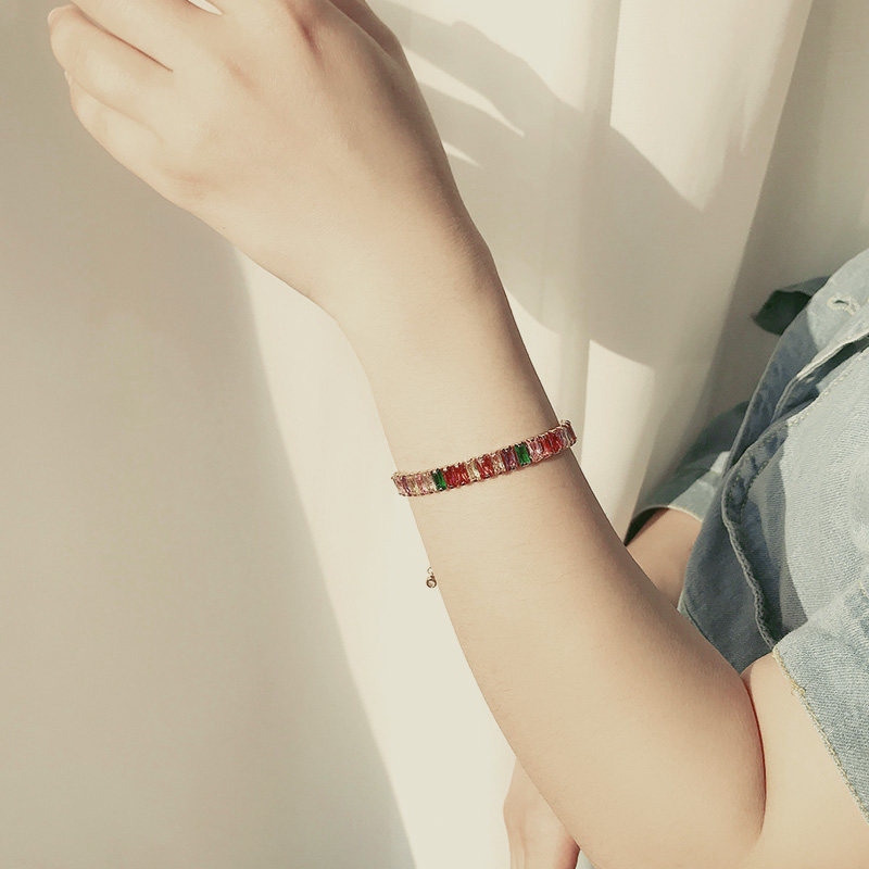 夏季彩色水晶ins小众设计风感手链 欧拉拉手链