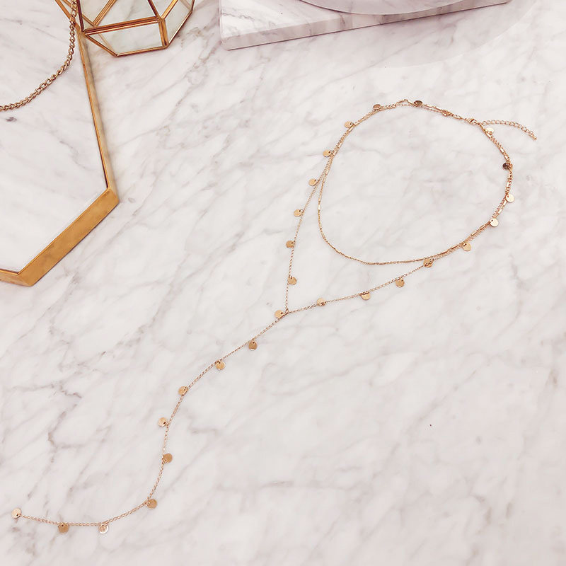 轻奢小众夸张嘻哈女长款简约锁骨链 欧拉拉项链