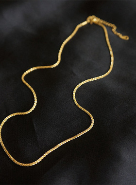 韩版时尚钛钢18K金波光粼粼项链女扭花链可调节玫瑰金短款锁骨链