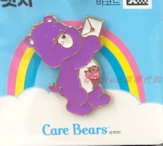 现货韩国代购正品carebears彩虹熊爱心 扣針/掛件/貼紙/化妝包