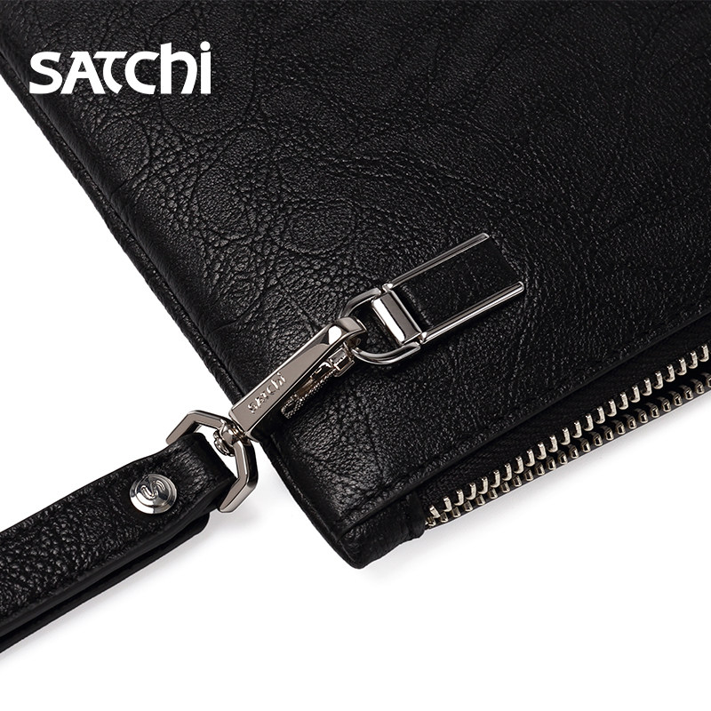 沙驰真皮时尚手抓包手挽包花纹男包 satchi沙驰男士包袋