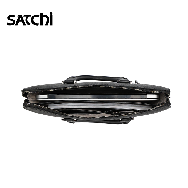 沙驰商务大气头层牛皮手提包公文包 satchi沙驰男士包袋