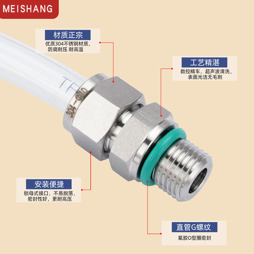 304不锈钢快拧终端外丝G螺纹直通气管塑料软管锁母接头尼龙PU管 - 图3