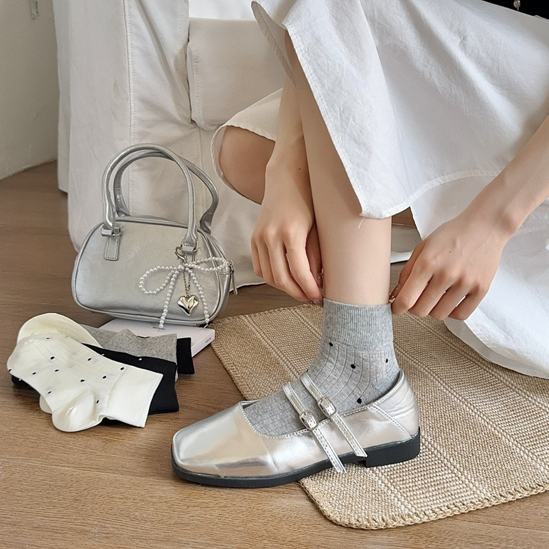 简约小香风波点短筒棉袜女百搭不挑鞋低腰纯色吸汗运动袜透气女孩,淘宝优惠券,粉丝福利购,淘宝优惠卷