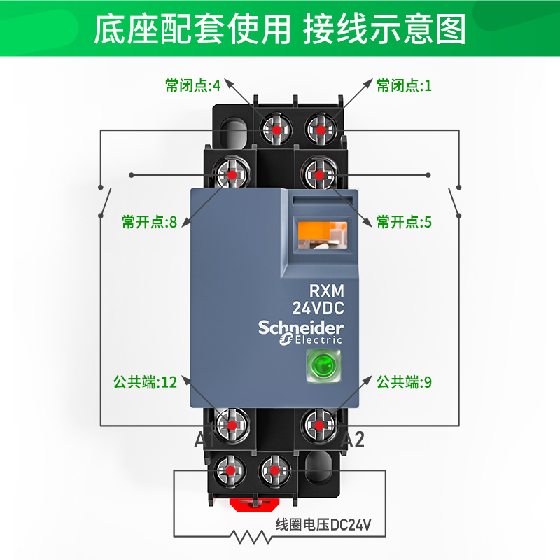 施耐德继电器中间RXM2LB2BD/DC24V交流220V小型8脚带底座AB中继P7-图1