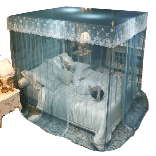 2023新型三开门蚊帐带加粗不锈钢支架加密加厚1.51.2帐纱落地家用 - 图2