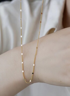 实物超闪！基础百搭叠戴万能单品不缠绕经典亮片款山野风锁骨链