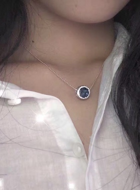 自制猫眼海洋之星蓝宝石不掉色锁骨链