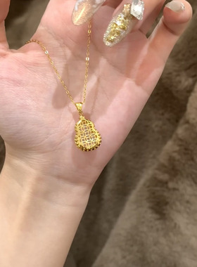 新中式国风镶嵌白色玉髓葫芦满钻项链女高级感锁骨链时尚气质轻奢