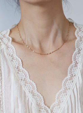 长款双层欧美闪亮8字链叠戴套链Y形锁骨链显瘦钛钢镀18K真空电镀