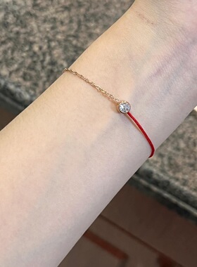 可水洗幸运星闪钻小红绳手链