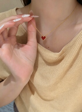 本命年小红心红心项链送女友小众浪漫告白生日礼物轻奢爱心锁骨链