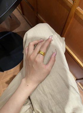 双层甜甜圈~精致高级大气不掉色有气场仿真黄金质感美显白指环潮