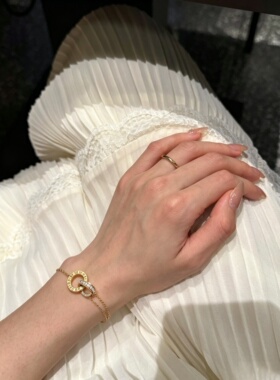 精致多颗转运金珠双层手链气质百搭通勤显手细女士金色手串古法