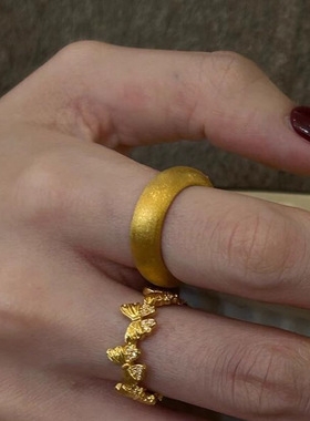 老款不过时经典爆款法式复古宽边拉丝素圈戒指女高级感轻奢食指戒