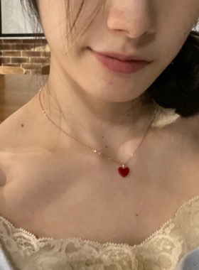 高保色本命年红色爱心项链