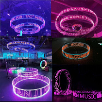 Acrylic ring neon luminous character custom arched suspended led lamp 12v mesh red creative bar decorative lamp
